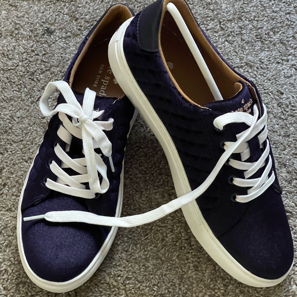 Kate Spade Fleet Velvet Navy Sneakers, NWOT